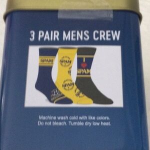 Mens 3 Pair of Crew socks colors black yellow and blue.  washable and New.